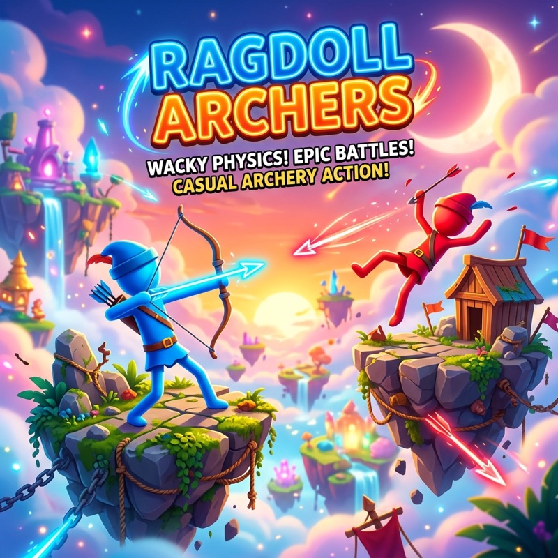 Stylized archers facing off in a dramatic arena